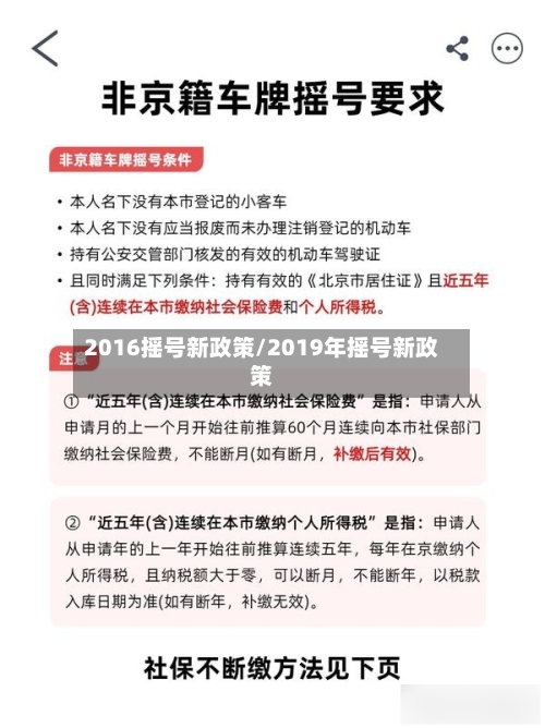 2016摇号新政策/2019年摇号新政策