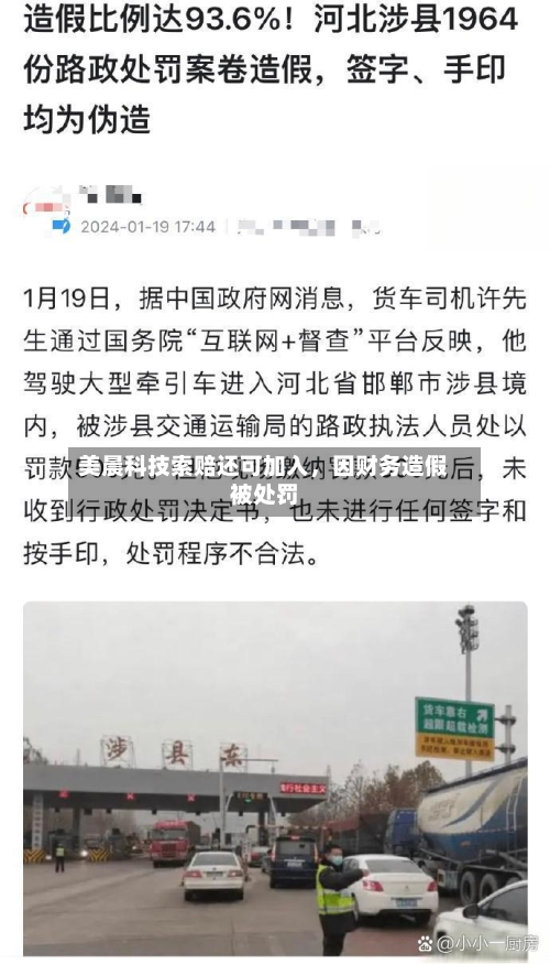 美晨科技索赔还可加入，因财务造假被处罚-第3张图片